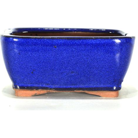 Vaso bonsai rettangolare 11 cm smaltato blu (1/2)