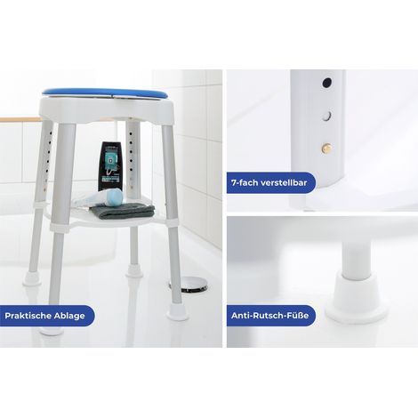 Maximex Sgabello regolabile girevole blu per bagno (1/5)