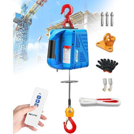 Palan électrique avec Télécommande sans Fil, télécommande à câble,1 500 W Treuil électrique Système De Protection Contre Les Surcharges, Charge Maximale de 300 kg (1/5)