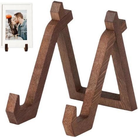 Support Assiette Decorative en Bois, Assiette de Table, Présentoir pour Cadres Photos et Chevalet Polyvalent, pour Livres et Tablettes, Design Vintage (1/5)
