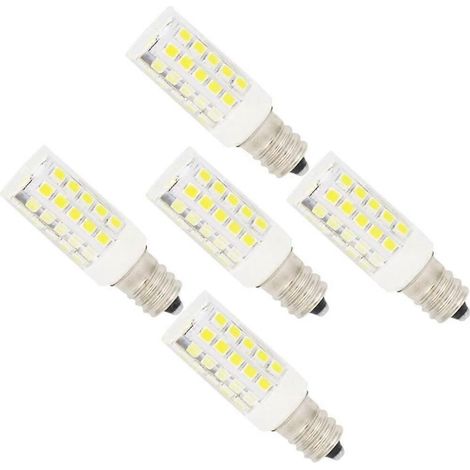 Confezione da 5 lampadine LED E12 "a mais", 5W, 44 LED SMD 2835, luce bianca fredda 6000K, equivalenti a 500 lm (lampadine a incandescenza da 50W), AC220-240V, non dimmerabili - AquaForge (1/5)