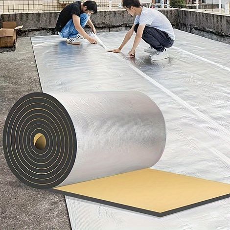 Coton isolant pour toit 50 x 300 cm, mousse de coton autocollante en aluminium, matériau imperméable, ignifuge et insonorisant, adapté au capot (1/5)