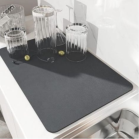 Alfombrilla escurridora de platos, alfombrilla de secado superabsorbente, alfombrilla de nanofibra de secado rápido para fregadero de cocina, alfombrilla de secado lavable a máquina para cocina 40 x 3 (1/5)
