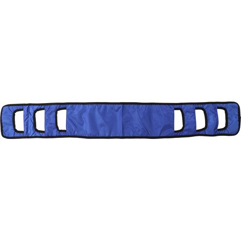 Sangle de transfert de lit pour personnes âgées avec poignée rembourrée bleue, élargie et respirante, sangle de levage et de rotation sans effort, outil d'assistance aux soins des personnes âgées. (1/5)
