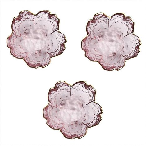 Lot de 3 petites assiettes en verre à bordure dorée, style mignon (1/5)