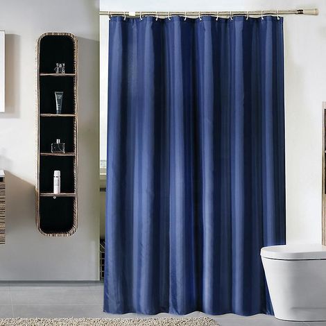 bleu Rideau De Douche Avec Des Crochets, Rideaux De Douche 180x180cm, Anti Moisissure Rideau De Salle De Bain Tissu Polyester Lavables Impermable (1/5)