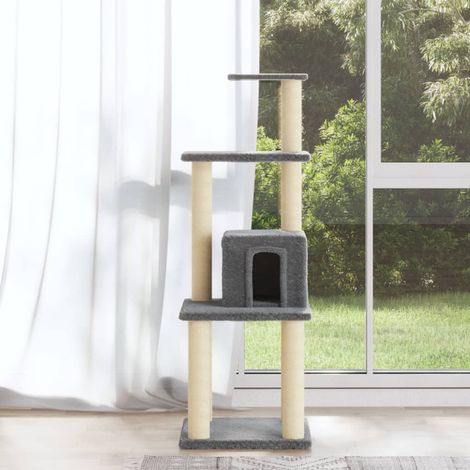 Rascador para gatos con postes de sisal gris claro 105 cm vidaXL