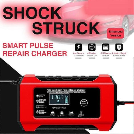 Chargeur automatique de batterie de voiture 12 V 6 A à impulsions pour réparation rapide, charge rapide, pour batteries au plomb-acide humides. Affichage LCD numérique, prise américaine. (1/5)