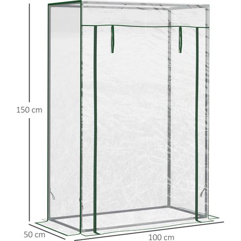 Serre avec porte, serre d'hiver en acier avec film protecteur, serre chaude pour balcon, jardin, serre à tomates 100 x 50 x 150 cm, serre transparente pour tomates, légumes, fleurs, plantes (1/5)