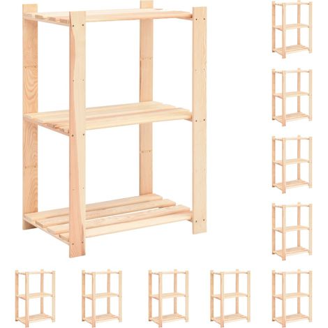 Scaffali per mobili contenitori a 3 ripiani 10 pezzi 60 x 38 x 90 cm Pino 150 kg beige 020045721