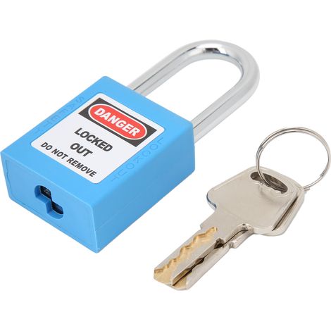 Cadenas de sécurité LOTO Ortviai 38mm Nylon renforcé bleu isolé électrique avec armature métallique et 2 clés incluses (1/3)