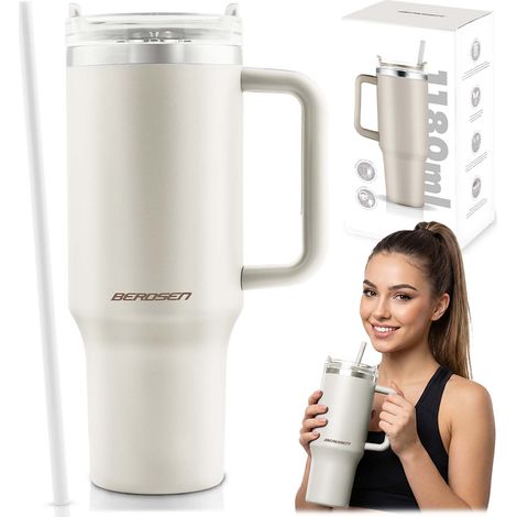 Gobelet isotherme Berdsen avec paille, 1180 ml de crème (1/5)