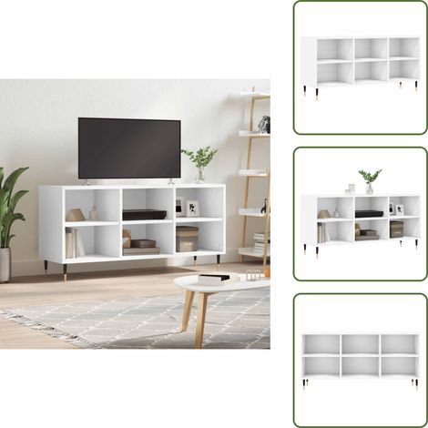 The Living Store Mobile Porta TV Bianco 103,5x30x50 cm in Legno Multistrato - Mobile TV in legno