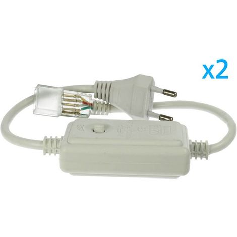 2 PZ Spine Alimentatore Trasformatore 4 Pin Passo 9mm per Bobina LED RGB 220V con Interruttore e Controller 8 Programmi