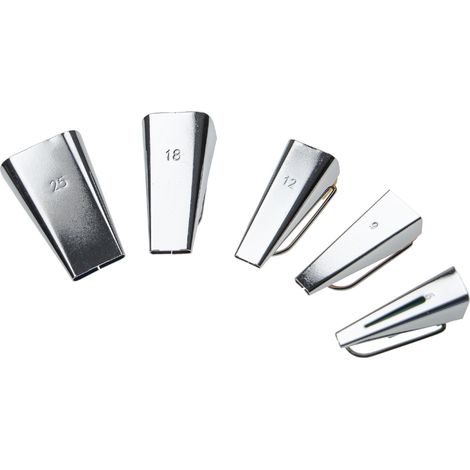 vhbw set di strumenti per nastri a sbieco da 5 pzz. 6 mm, 9 mm, 12 mm, 18 mm, 25 mm per cucito, patchwork - Bias tape maker, acciaio inox / plastica