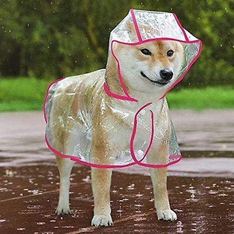 Wasser- und winddichter rosa Poncho für Hunde und Welpen, Größe M (1/5)