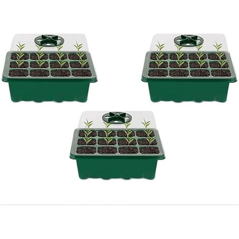 Mini Serre pour Plantes,3 Pièces 36 Cellules Intérieure Plateau Semis,Plateaux de Culture avec Couvercle, Bac à semis Pépinière Boîte de Culture Durables pour La Germination des Graines