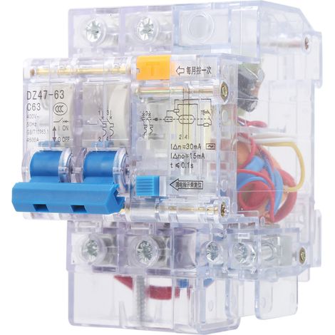 Disjoncteur Différentiel Miniature - 2 Pôles - 6 À 63 A - Courbe C63 - Boîtier Transparent - Pour Protection Antifugue Domestique - 1 Pièce (1/5)