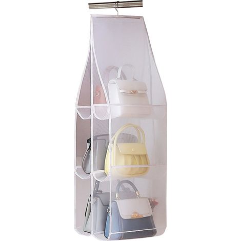 Sac à main suspendu, sac de rangement transparent en maille à suspendre au-dessus de la porte avec 6 poches
