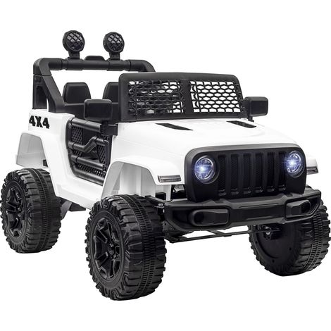 Voiture électrique enfant 12V propulsion arrière 5 km/h max, télécommande incluse, effets lumineux et sonores, dimensions 100L x 65l x 72H cm, blanc (1/5)