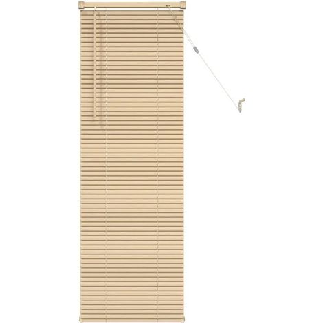 Stores vénitiens à motifs brun clair, 150 x 40 cm, matériau PVC de 25 mm d'épaisseur. (1/5)