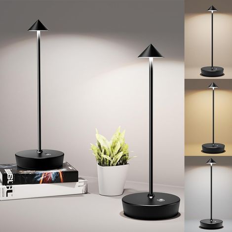 Lampes de table rechargeables lampe bureau LED à piles portable tactile variable veilleuse pour salle manger et maison 2 3600mAh (1/5)