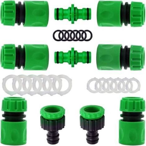 Ensemble de 10 raccords rapides pour tuyau d'arrosage (6 raccords rapides pour tuyau de 1/2", 2 raccords doubles, 2 raccords pour (1/5)