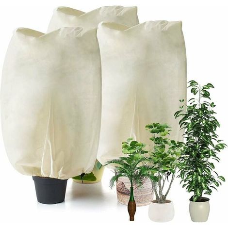 Lot de 3 Housse Hivernage Plante, 110 x 90cm Voile d Hivernage Plante avec Cordon de Serrage, Housse de Protection pour Plantes Réutilisable (1/5)