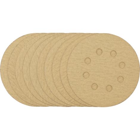 Gold Sanding Discs with Hook & Loop, 125mm, 180 Grit (Pack of 10) (58113) (1/5)