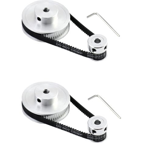 2 Ensemble Roue Synchrone GT2 pour Imprimante 3D, 20 & 60 Dents Alésage 5 mm Poulie de Distribution en Aluminium et Longueur 200 mm Largeur 6 mm Courroie (1/5)