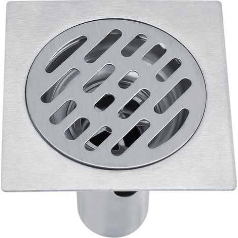 Desagüe cuadrado de acero inoxidable para ducha, desagüe cuadrado para piso, a prueba de olores para baño, calibre grande de 4 x 4 pulgadas. (1/4)