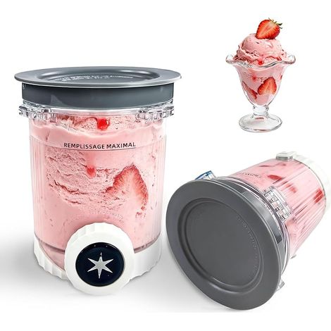 Lot de 2 Récipients Compatibles pour Ninja Creami Swirl, Récipients à Crème Glacée de 480 ml pour Ninja NC700 NC701EU Sans BPA et Compatibles Lave et Vaisselle (1/4)
