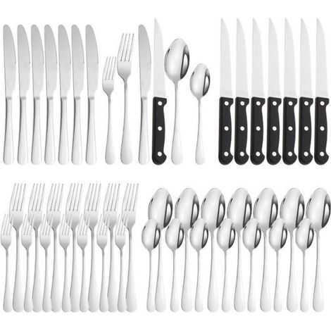 Ménagère 48 Pièces - LIKE NO OTHER - Service pour 8 Personnes - Acier Inoxydable - Argent - Contemporain (1/4)