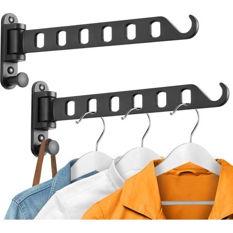 Faltbarer, teleskopierbarer Wäscheständer – 2-teilig – Zusammenklappbarer Wandwäscheständer – Wandmontage für Kleidung – Faltbarer Wandkleiderständer – Beweglicher Wandwäscheständer (1/5)
