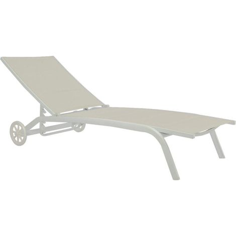 Lettino Prendisole da Giardino con Ruote in Alluminio Vorghini Sandy Ecru