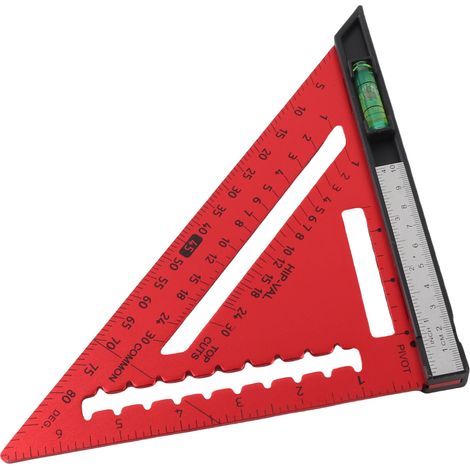 Équerre de charpente 7 pouces avec niveau, équerre triangulaire amovible en alliage d'aluminium haute précision pour menuiserie (1/5)