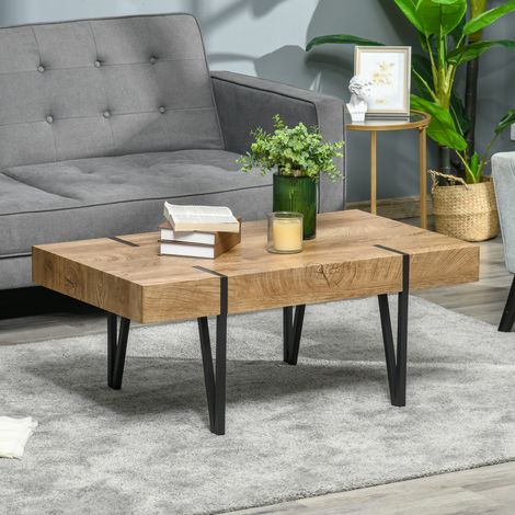Tavolino da caffè in stile industriale, 105 cm x 60 cm x 42 cm, nero + marrone