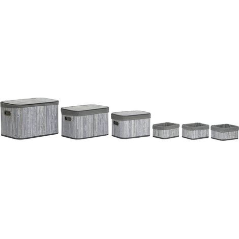 Panier Bambou Gris pour un Rangement Chic et Pratique - Gris blanc chiné