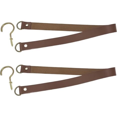 Attache Pour Rideaux En Cuir - Longueur 50 Cm Largeur 2 Cm - Pour Salon Bureau Café Balcon - Lot De 2 Avec 2 Crochets (1/5)