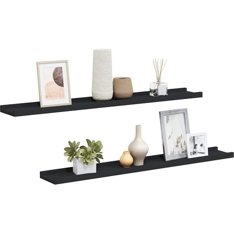 Maison Exclusive - Bilderleisten 2 Stk. Schwarz 80x9x3 cm MDF (1/5)