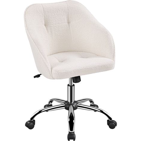 Homevive Silla de Oficina Giratoria de 360° con Altura de Asiento Ajustable Silla Terciopelo Carga 136 KG Color Blanco