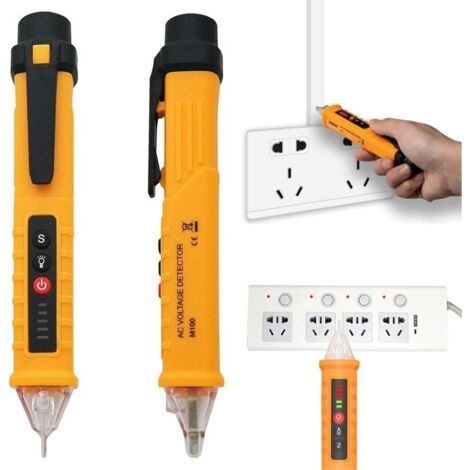Détecteur de Tension Sans Contact, AC Testeur de Tension 12-1000V avec Sensibilité Réglable avec Lampe de Poche et Alarme Sonore, Test de Fil en Neutre/Phase et Détecter ​Firewire Ligne Zéro (1/5)