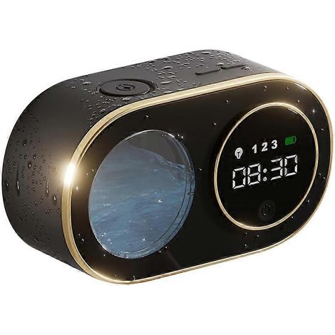 Distributeur de savon moussant automatique avec horloge numérique LED HD, support mural, rechargeable, 355 ml (noir) (1/5)