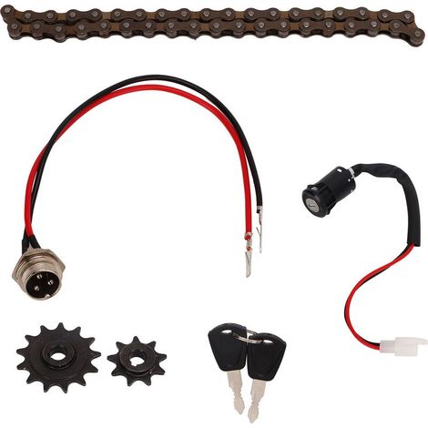 Kit chaîne vélo électrique 38 maillons, pignons 410 13 dents et 410 9 dents avec clavette, ensemble pour serrure électrique (1/5)