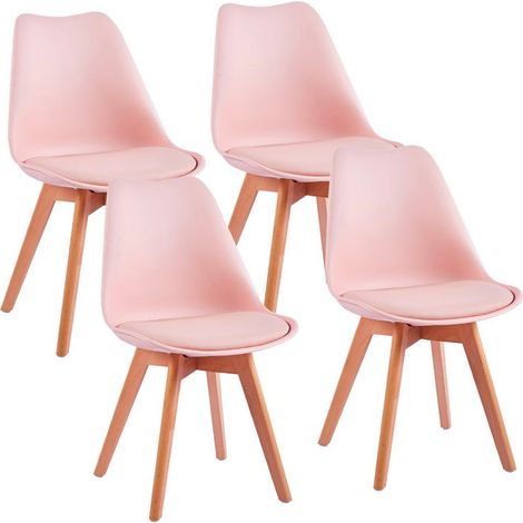 Sedie da pranzo rosa con cuscino e gambe legno - Candice (1/5)
