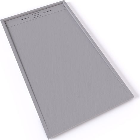 HIEMAL Receveur de douche 90 x 160 cm résine Gris aspect ardoise + bonde incluse - Salle de bain