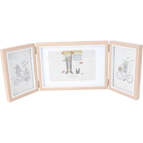 Album photo créatif en bois à trois volets avec cadre photo multifonctionnel (1/5)
