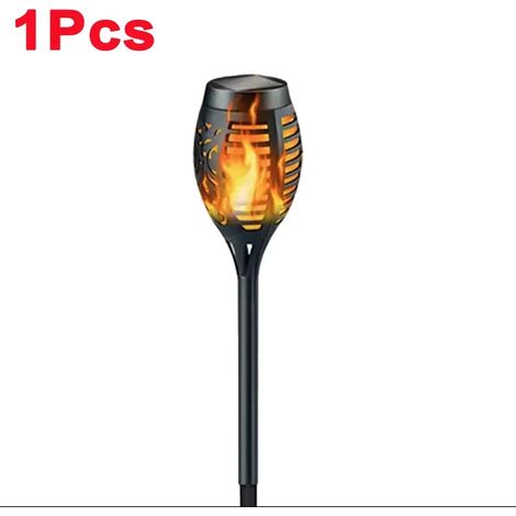 (1 pièce) Lampe torche solaire à flamme vacillante (1 à 12 LED) étanche, étanche, pour jardin, pelouse, allée, terrasse ou patio. (1/5)