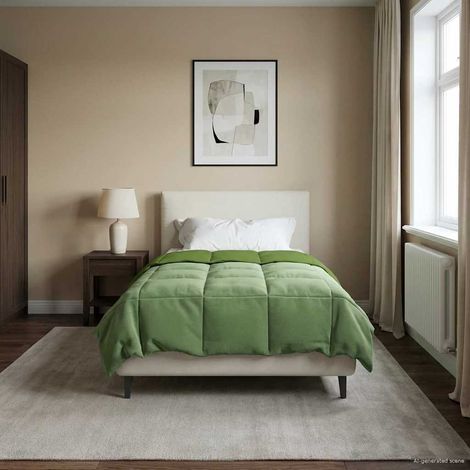 vidaXL Duvet d'hiver Matelassé Vert 135 x 200 cm Microfibre