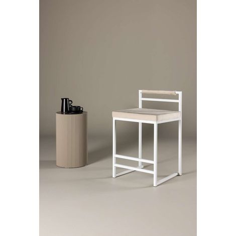 Opelika tabouret de bar velours beige. (1/4)